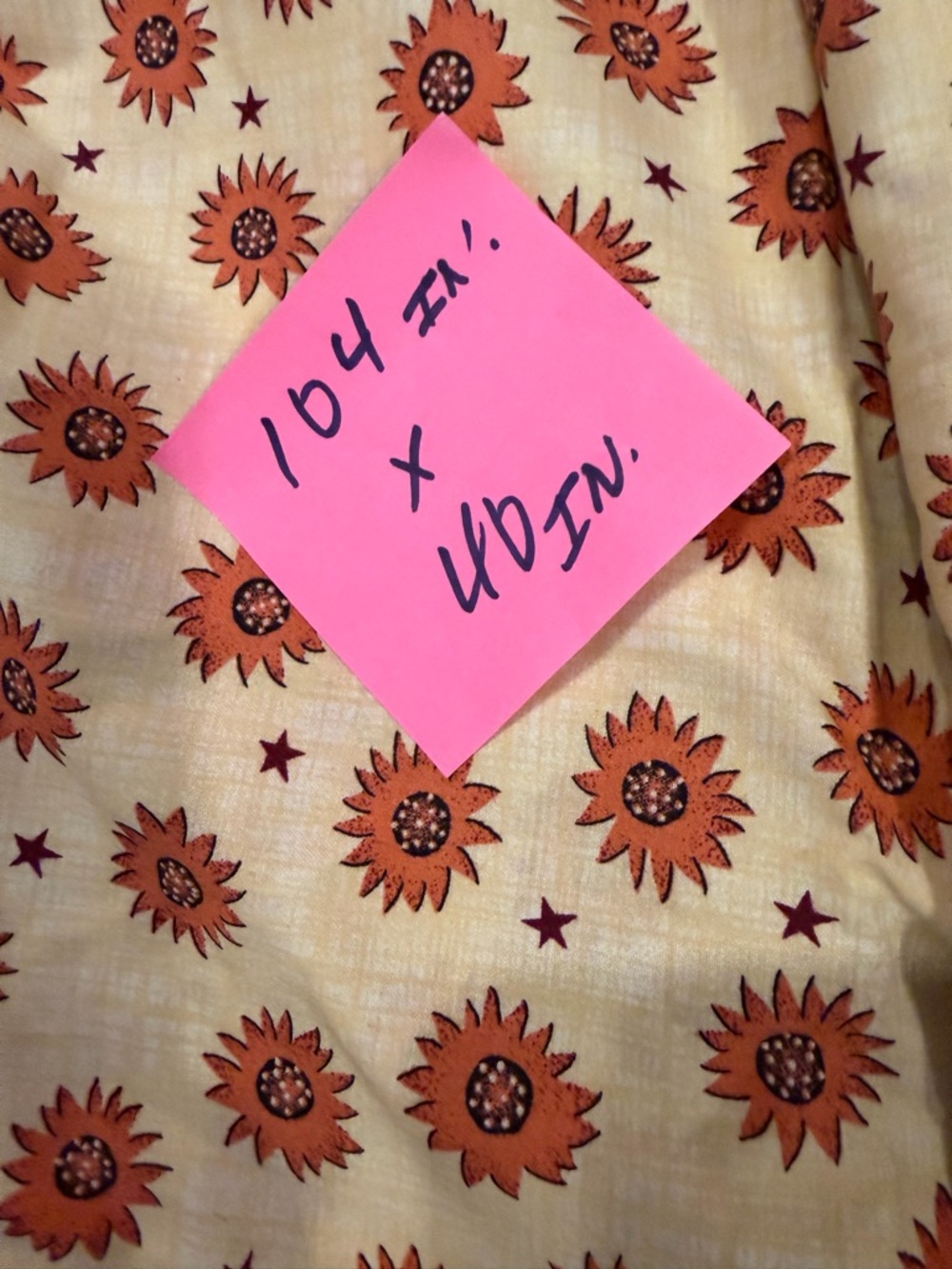 Vintage Yellow Fabric with Sunburst Flower Pattern 2 Piece Bundle Cotton Fabric - Picture 3 of 5